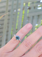 14k white gold tourmaline & diamond estate ring