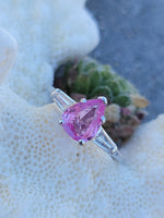Platinum pink sapphire & diamond estate ring