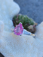 Platinum pink sapphire & diamond estate ring