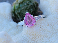 Platinum pink sapphire & diamond estate ring
