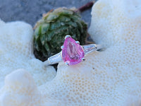 Platinum pink sapphire & diamond estate ring