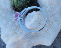 Platinum pink sapphire & diamond estate ring