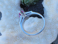 Platinum pink sapphire & diamond estate ring