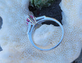 Platinum pink sapphire & diamond estate ring