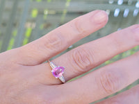 Platinum pink sapphire & diamond estate ring