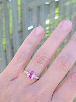 Platinum pink sapphire & diamond estate ring