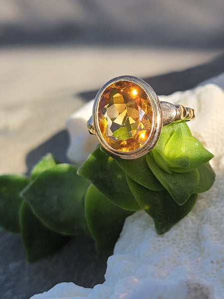 10k gold Deco CITRINE estate ring