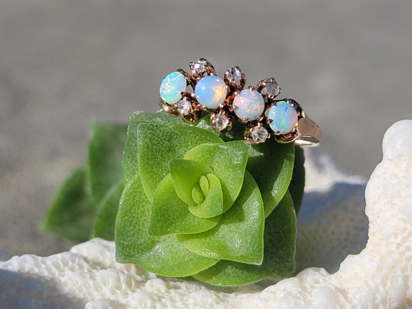 Victorian Opal and Rose-Cut Diamond Ring