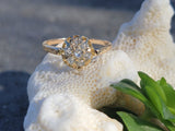 14k gold old mine cut diamond Edwardian cluster ring