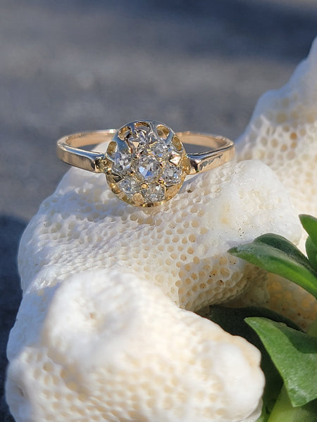 Vintage Style Engagement Ring, Cushion Old Mine Cut Three Stone Ring