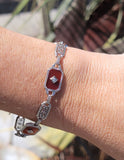 14k white gold c.1920's Art Deco filigree carnelian & diamond bracelet