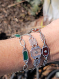 14k white gold c.1920's Art Deco filigree carnelian & diamond bracelet