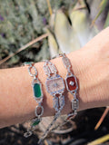 14k white gold c.1920's Art Deco filigree carnelian & diamond bracelet