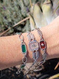 14k white gold c.1920's Art Deco filigree carnelian & diamond bracelet