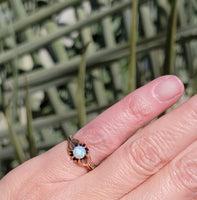 10k gold Victorian opal & diamond antique ring