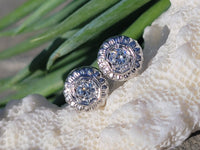 14k gold European cut diamond Deco studs - apx  .36ct tw