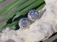 14k gold European cut diamond Deco studs - apx  .36ct tw