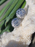 14k gold European cut diamond Deco studs - apx  .36ct tw