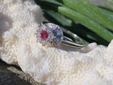 Platinum pink diamond estate flower estate ring