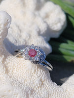 Platinum pink diamond estate flower estate ring