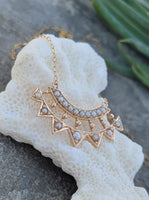 14k gold Victorian seed pearl crown necklace pendant lavaliere pin