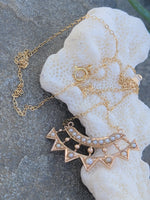 14k gold Victorian seed pearl crown necklace pendant lavaliere pin