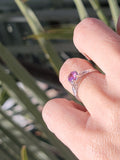 Platinum pink sapphire filigree Edwardian ring