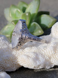 14k white gold c.1920's filigree Deco diamond & quartz ring