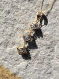 14k gold two tone Deco diamond drop necklace pendant