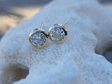14k gold bezel set old European cut diamond studs earrings - .54ct tw