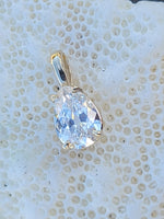 14k gold old pear cut diamond solitaire necklace pendant - .59ct - GIA