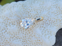 14k gold old pear cut diamond solitaire necklace pendant - .59ct - GIA