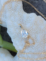 14k gold old pear cut diamond solitaire necklace pendant - .59ct - GIA