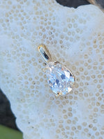 14k gold old pear cut diamond solitaire necklace pendant - .59ct - GIA