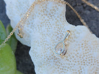 14k gold old pear cut diamond solitaire necklace pendant - .59ct - GIA