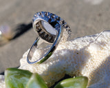 14k white gold star sapphire & diamond estate ring