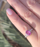 Platinum pink sapphire & diamond Edwardian filigree ring