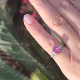 Platinum pink sapphire & diamond Edwardian filigree ring