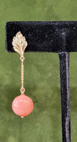 14k gold coral dangle estate earrings