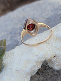 10k gold two tone Art Deco Garnet & diamond Ring