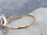10k gold two tone Art Deco Garnet & diamond Ring