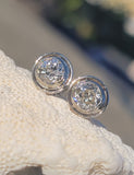 14k gold two tone bezel set old European cut diamond studs earrings - apx 1.65ct tw