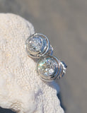 14k gold two tone bezel set old European cut diamond studs earrings - apx 1.65ct tw