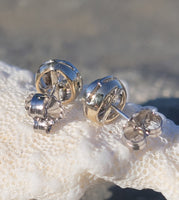 14k gold two tone bezel set old European cut diamond studs earrings - apx 1.65ct tw