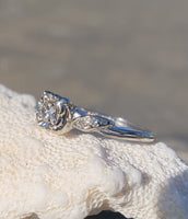 14k white gold mid-century diamond engagement ring