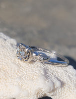 14k white gold mid-century diamond engagement ring