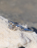 14k white gold mid-century diamond engagement ring