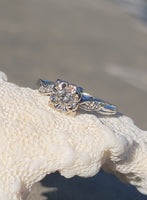 14k white gold mid-century diamond engagement ring