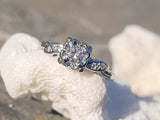 14k white gold mid-century diamond engagement ring