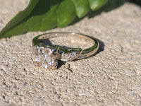 14k white gold mid-century diamond engagement ring